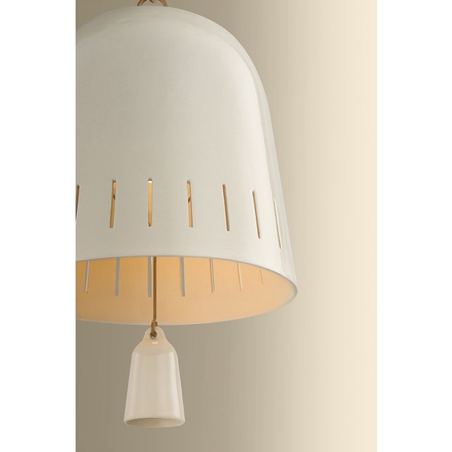 Hudson Valley Lighting Omi 15 in. 1 Light Pendant in Patina Brass and Ceramic Ivory Crackle Finish For Sale In New York - Image 6 of 7