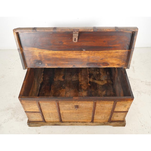 Rustic Mid 20th Century Reclaimed Wooden Dual Opening Square Storage Trunk For Sale - Image 3 of 11