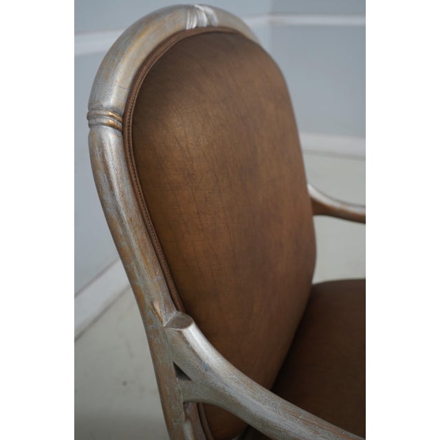 Silver Pair French Modern Design Silver Custom Armchairs For Sale - Image 8 of 18