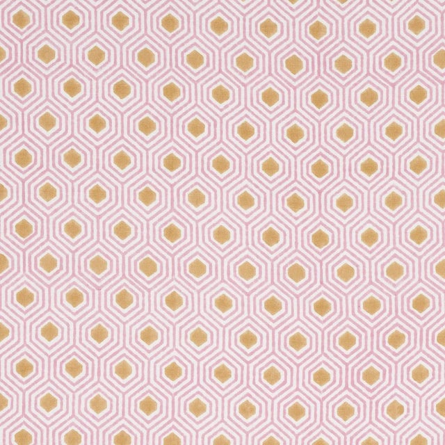 Schumacher Otis Fabric in Pink & Gold For Sale