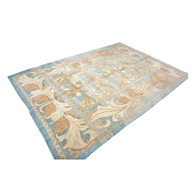 Early 21st Century 21st Century Turkish Donegal Oushak 8x11 Blue, Ivory, & Clay Area Rug #1140682 For Sale - Image 5 of 11