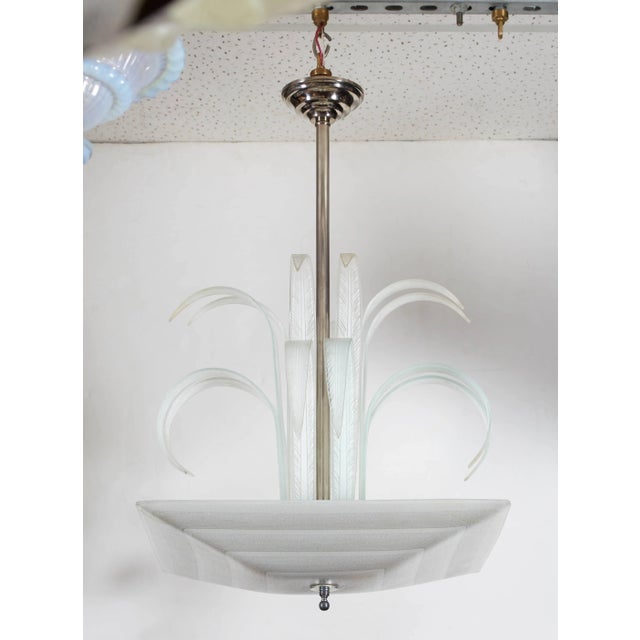 Art Deco Palm/Waterfall Square Pendant Chandelier For Sale - Image 11 of 11