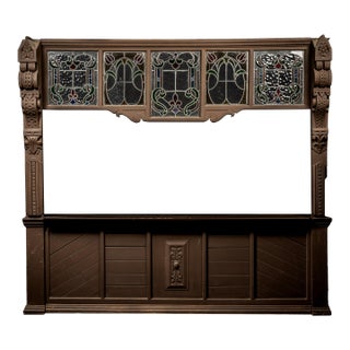1960s Monumental Gothic Revival Stained Glass Bar Front For Sale