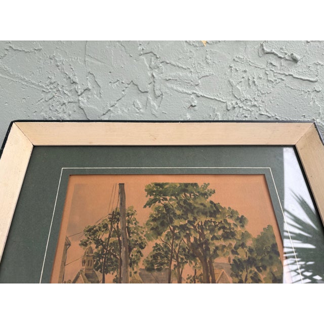 Paint “Going to Church” – Antique Signed Framed American Watercolor, C. 1917 For Sale - Image 7 of 10