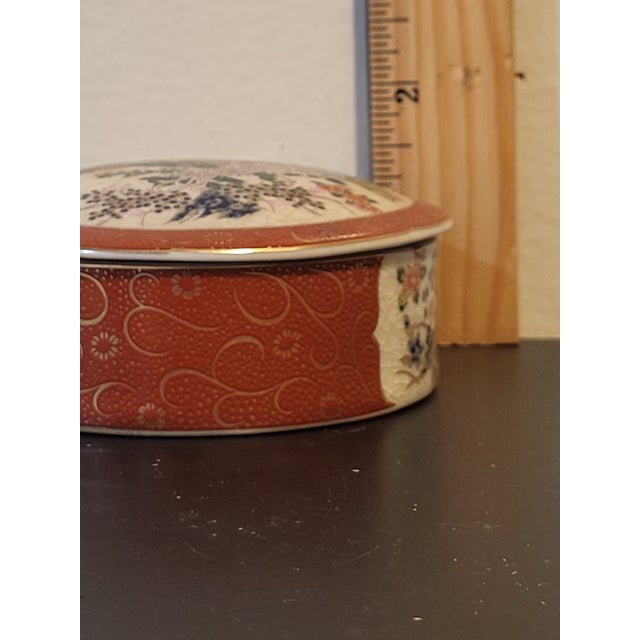 Vintage Satsuma Style Round, Porcelain Lidded Box For Sale - Image 10 of 14