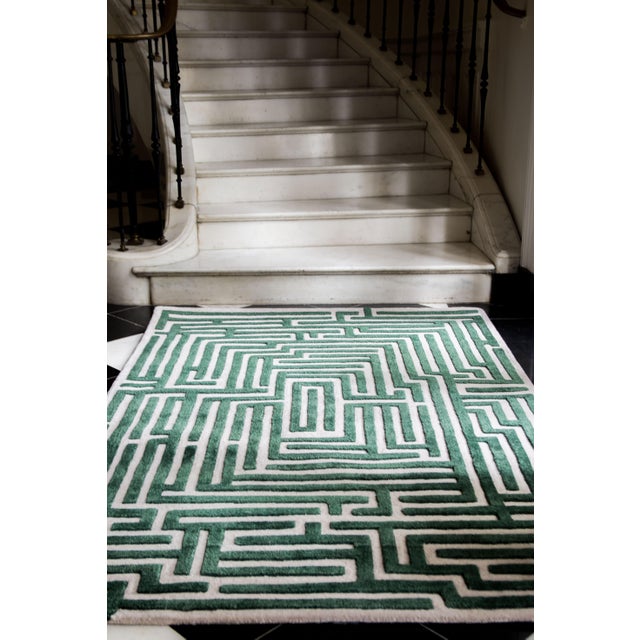 Textile Anatolia Hand-Tufted Maze Rug, Boxwood Green, 8x10 For Sale - Image 7 of 8
