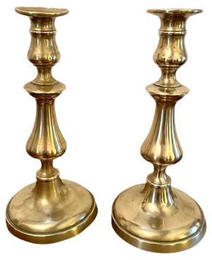 George III Brass Candlesticks, Set of 2