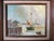 Blue 1960s Vintage Coastal Harbor & Lighthouse Oil Painting on Plywood – Framed For Sale - Image 8 of 13