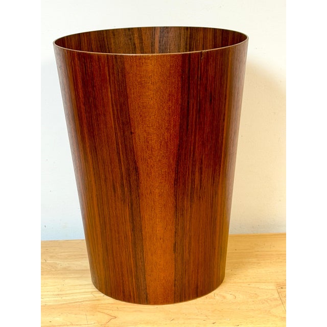 Oversized Swedish Modern Figured Rosewood Wastebasket Sweden, circa 1960s For Sale - Image 11 of 16