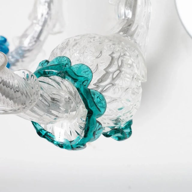 Glass Pair of Foliate 3-Arm Glass Tendril Sconces For Sale - Image 7 of 8