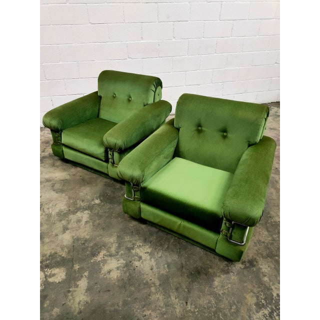 1970s Vintage Lounge Chair in Velvet, 1970 For Sale - Image 5 of 7