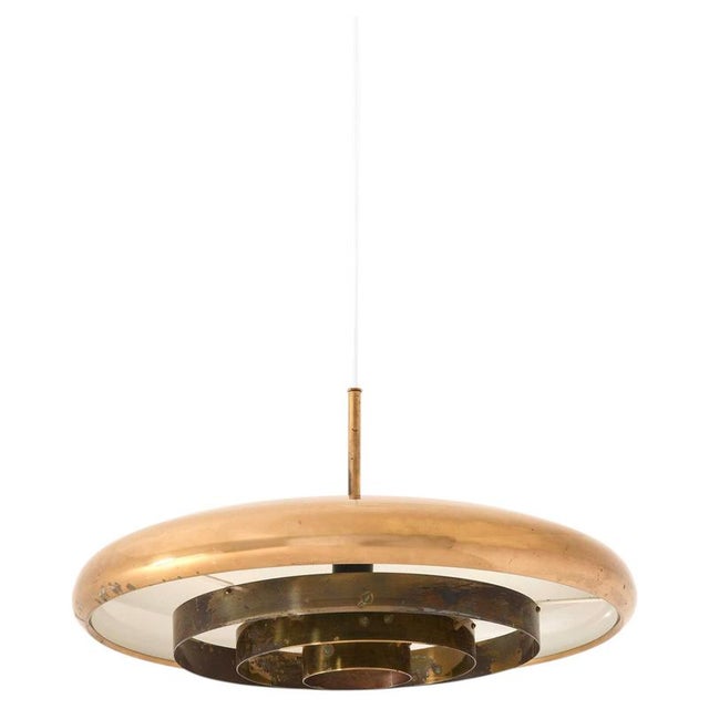 Gold Mid-Century Ceiling Lamp in Brass by Alf Svensson & Yngvar Sandström, 1960s For Sale - Image 8 of 8