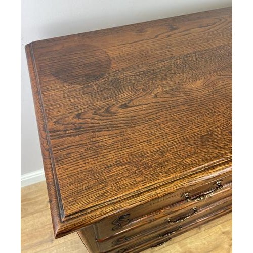 Vintage French Louis Carved Oak Chest of 4 Drawers For Sale - Image 15 of 18