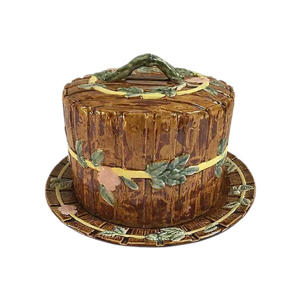 English Majolica Cheese Dome For Sale