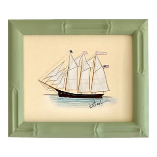 Original Hand-Painted Sailboat Painting, Framed For Sale