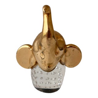 Mid 20th Century Handmade Brass and Glass Elephant For Sale