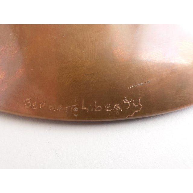 Metal Late 20th Century Signed Copper and Black Stingray Shagreen Vide Poche Bowl With Pearl For Sale - Image 7 of 8