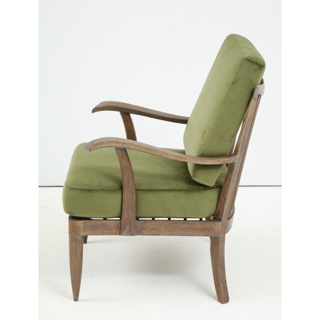 Mid-Century Modern French Mid-Century Cerused Oak Armchairs/ Lounge Chairs - a Pair For Sale - Image 3 of 11