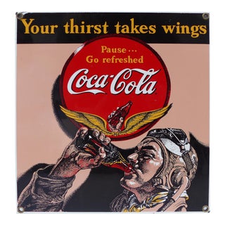 Vintage Coca-Cola Porcelain Advertising Sign For Sale