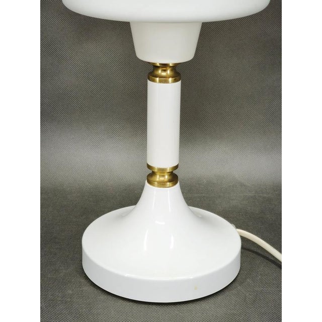Opaline Glass and Brass Table Lamp from Drukov, Czechoslovakia, 1970s For Sale - Image 4 of 10