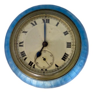 1920s Art Deco Period Continental Enamel over Sterling Silver Desk Clock For Sale