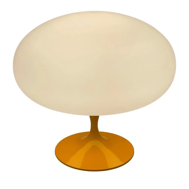 Mid-Century Modern Design Tulip Mushroom Table Lamp by Designline in Orange With White Glass For Sale In Philadelphia - Image 6 of 10
