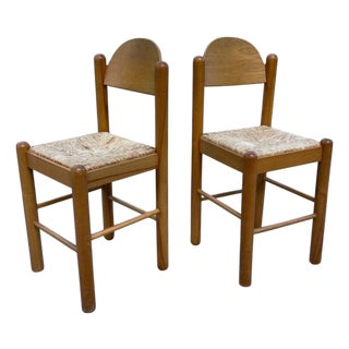 Hank Lowenstein Padova Wood Dowel Counter Height Bar Stools, a Pair For Sale