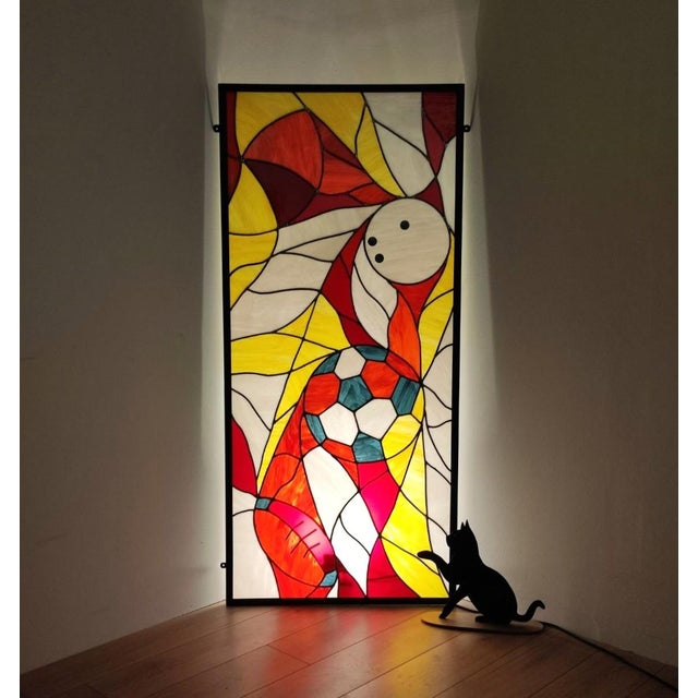 Artistic Leaded Glass Windows with Sports Theme, 1980s, Set of 2 For Sale - Image 6 of 11