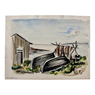 Henry Emil Salloch Original Watercolor on Paper Cap Gaspé, Quebec, Canada. 1959. For Sale
