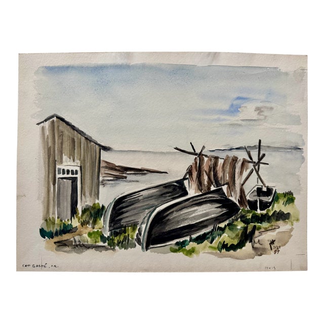 Henry Emil Salloch Original Watercolor on Paper Cap Gaspé, Quebec, Canada. 1959. For Sale
