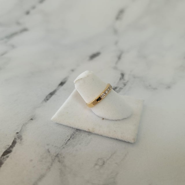 Half Carat Princess Cut Diamond Wedding Band 14k Yellow Gold, Size 5 For Sale - Image 4 of 5