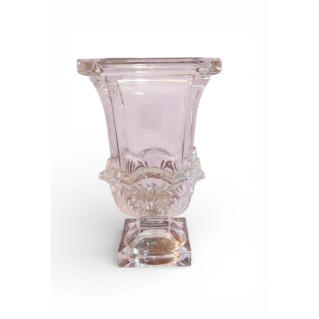 Mid-Century Modern Vintage Godinger Glass Co Shannon Deco Crystal Glass Trophy Vase, Ireland 21st Century For Sale - Image 3 of 10