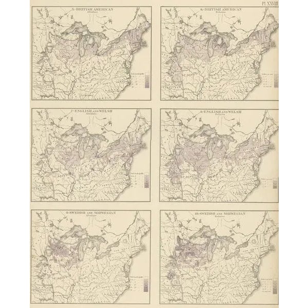 Antique chart titled 'Maps showing the distribution, within the territory of the United States, east of the 100th...