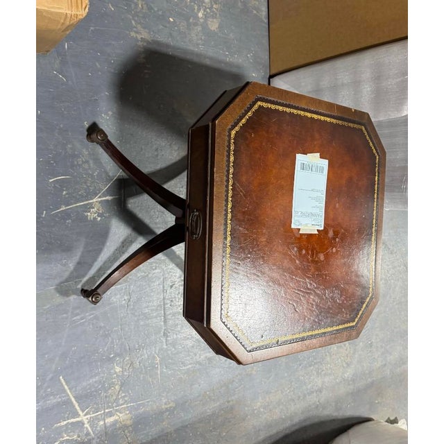Early 20th Century Antique English Mahogany and Leather Accent/End Tables - Set of 2 For Sale - Image 5 of 13