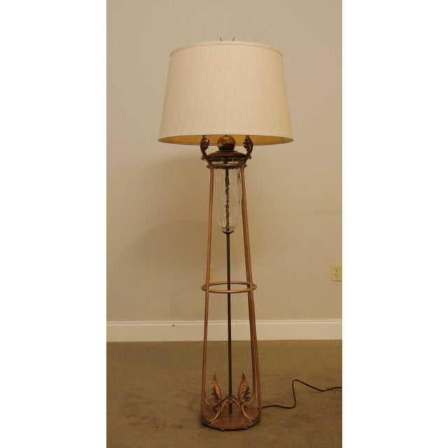 Traditional Vintage Wrought Iron and Glass Floor Lamp For Sale - Image 3 of 13