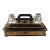 Wooden Desk Organizer With Drawer and Two Crystal Inkwells For Sale