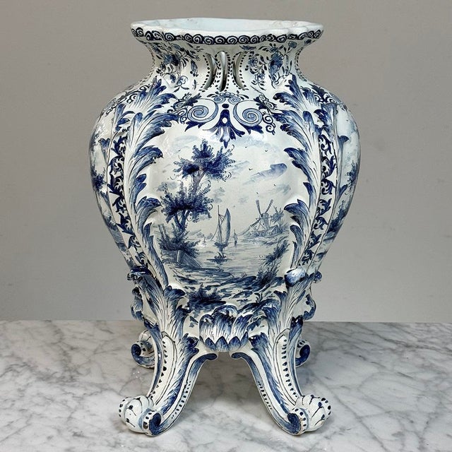 Late 18th Century 18th Century Hand-Painted Delft Jardinière, Signed LVD For Sale - Image 5 of 18
