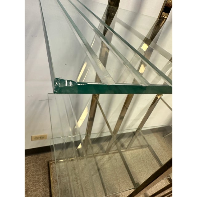 1970s Vintage Design Institute of America (Dia) Style Glass Brass Shelving Etagere Bookshelf For Sale In Chicago - Image 6 of 11