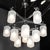 Art Deco Style 10 Arm Frosted & Etched Glass Chandelier W/ Polished Nickel Frame For Sale - Image 13 of 18
