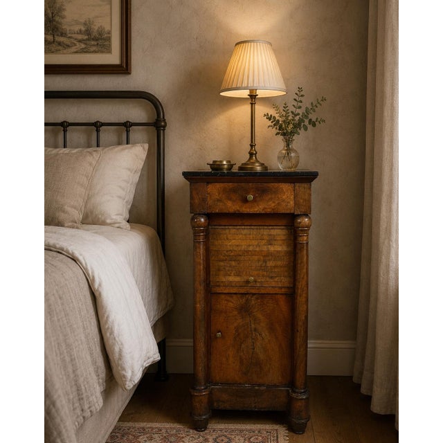 Empire Marble Wooden Bedside Table For Sale - Image 10 of 11