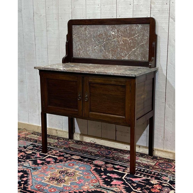 English Mahogany and Marble Bathroom Table For Sale - Image 4 of 14