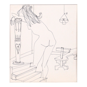 Life Drawing II - Figurative Female Nude in Pen on Paper