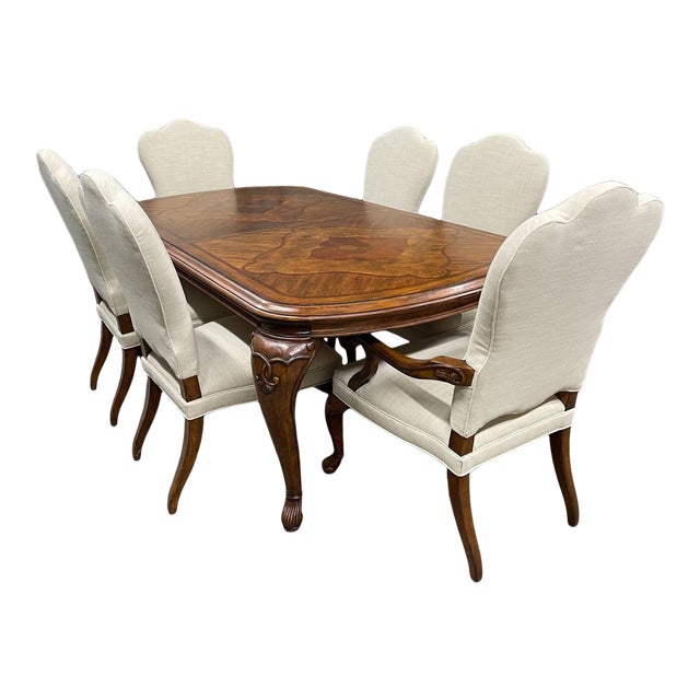 Thomasville Furniture Cassara Pecan Leg Dining Table and Chair(6) Set