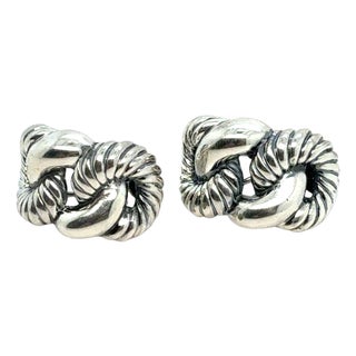 1990s Pair of David Yurman Clip on Earrings Sterling Silver Estate For Sale
