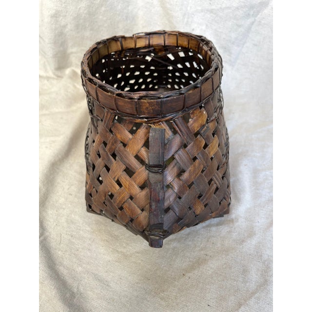 Boho Chic Vintage Split Bamboo/Rattan Basket For Sale - Image 3 of 5