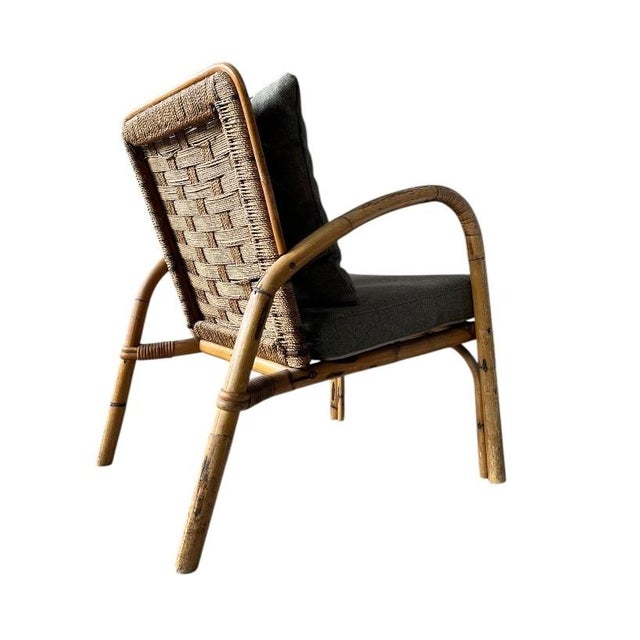 Wood French Bamboo Lounge Chair by Adrien Audoux & Frida Minet For Sale - Image 7 of 16