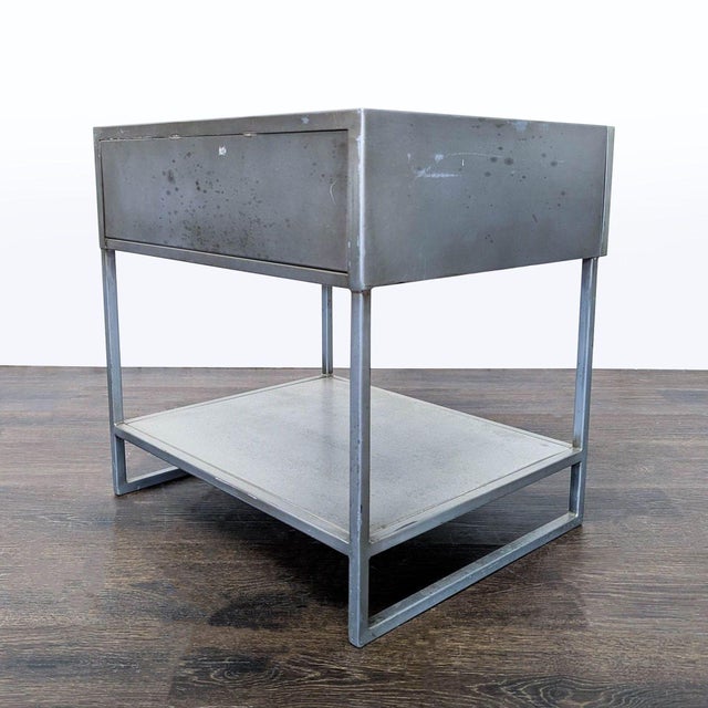 2010s Cb2 Proof One Drawer Metal Nightstand With Shelf For Sale - Image 5 of 11