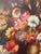 Queen Anne Still Life Floral Acrylic on Canvas Painting Antiqued Wood Frame Signed For Sale - Image 3 of 11