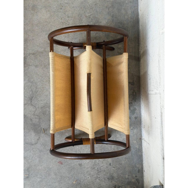 Beige Rattan Magazine Rack With Canvas Holder Mid-Century Modern 1970s For Sale - Image 9 of 10