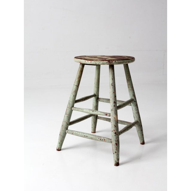 Vintage Painted Farmhouse Stool For Sale - Image 4 of 13